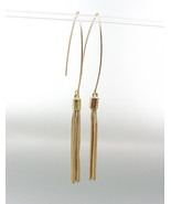 SEXY Lightweight Urban Anthropologie Gold Tassel Threader Dangle Earrings - £12.86 GBP