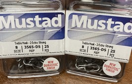2 pk Mustad 3565DS 2 Extra Strong Durasteel Hook (size: 8 qty:25pcs) Tré... - $437.67 MXN