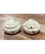Takahashi  Dog &amp; Cat Trinket Boxes Ceramic Floral Butterflies Vintage - $527.25 MXN