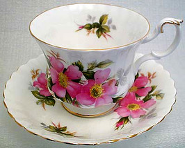 Charming Mid 50s Royal Albert Prairie Rose Tea Cup Set - £31.16 GBP