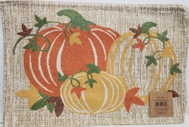 Set Of 3 Same Tapestry Placemats, 13&quot;x19&quot;, Fall, Orange &amp; Yellow Pumpkins, Hc - £13.65 GBP