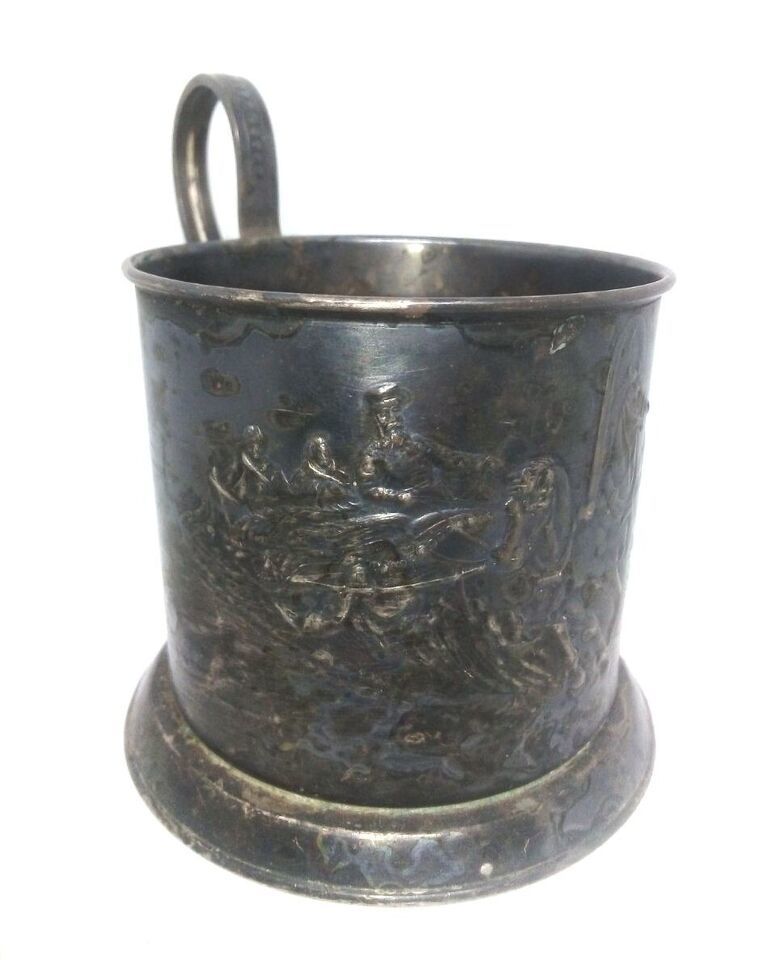 Vintage Russian Soviet Collectible Cup Holder Melchior Podstakannik Troi... - $38.60