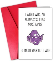 Valentines Day Card for Men Husband Boyfriend Him Funny Octopus Valentin... - £14.46 GBP
