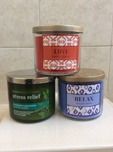 Bath Body Works 3 Wick Candle, Select One Scent:  Love, Relax, Stress Relief - £15.81 GBP