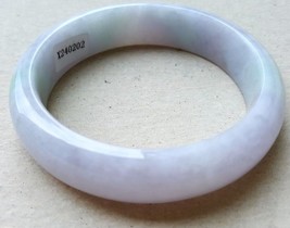 Certified A 100% Natural Lavender Green White Jadeite Jade Bangle 59mm O... - £481.08 GBP