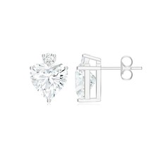 Kicky and Perky 925 Sterling Silver Heart Moissanite Studs Earring Women... - $1,233.55 MXN