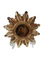 Vintage Gold Star Burst Frame Jesus Christ Picture Metal Art Wall Hangin... - $44.51