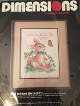 DIMENSIONS Stamped Cross Stitch Kit Love Warms The Heart 3071 Bunny Butterfly - £11.72 GBP