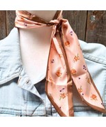 Pink Tan Floral Western Skinny Cowgirl Mini Wild Rag Scarf Necktie - $345.47 MXN