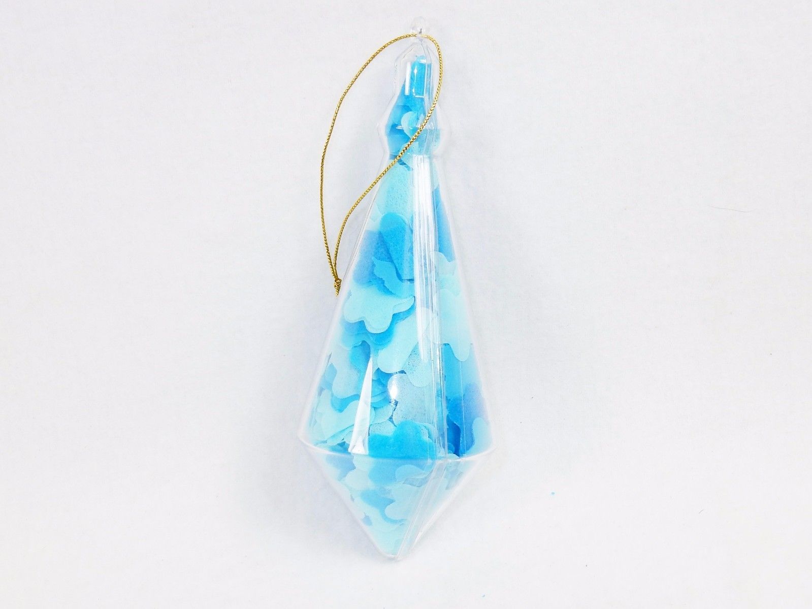 Holiday Ornament w/Blue Confetti Bath Soap, Ice Crystal Shaped, Floral Scented - £3.80 GBP