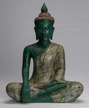 Antico Khmer Stile Se Asia Legno Enlightenment Statua di Buddha - - £404.78 GBP