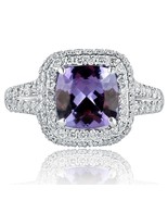 3.08 Ct Cushion Cut Tanzanite Diamond Engagement Ring 18k White Gold Ann... - £2,345.75 GBP