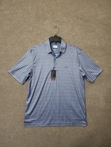 Greg Norman Performance Play Dry Golf Polo Shirt Mens M Blue Striped Stretch NEW - £27.59 GBP