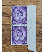 Great Britain Stamp Queen Elizabeth II 2d Used Violet 322d Strip of 2 - $1.89