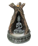 Amitabha Buddha Meditating Inside Tree Trunk Backflow Incense Burner Fig... - $37.99