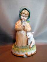 Lefton China Figurine: Praying Girl with Lamb Beside Her GG5600 - £5.58 GBP