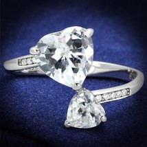 2Ct Double Heart Cut Simulated Diamond 925 Sterling Silver Engagement Ring - £64.75 GBP
