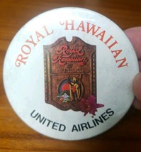 Rare Vintage Pin Button Royal Hawaiian United Airlines 3&quot; diameter - £7.69 GBP