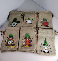 24 Pcs St. Patrick&#39;s Day  Gift Bag Irish Clover Burlap Bags - £9.68 GBP