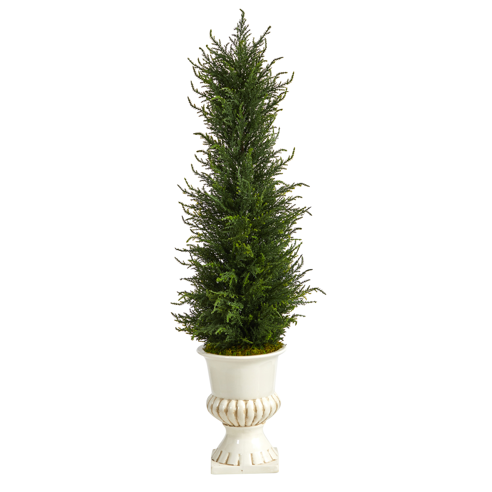 39 Cypress Artificial Tree in White Urn UV Resistant (Indoor/Outdoor) - $148.93