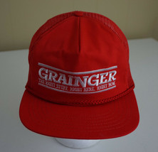 Vintage Grainger Red Mesh Trucker Snapback Hat Cap Made in USA - $14.84