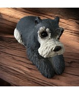 Vtg 1981 Sandicast Sand Cast Schnauzer Gray White Posed Dog Signed Sandr... - $24.74