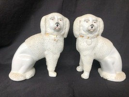 Antique Pair of Staffordshire &quot;Confetti&quot; Poodle Dogs - £298.13 GBP