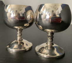 2 Silver Plate Brandy Snifters Made In Spain Rona S.L.  Vintage - $28.49