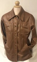 Women&#39;s Ladies Jacket Fingerhut Fashions By Kingtex Brown Faux Leather Sz 12 - £42.47 GBP