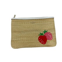 Kate Spade Straw Clutch With Strawberry Embroidery &amp; Zip Closure - $69.88