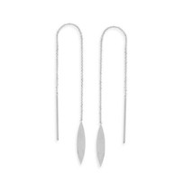 14K Solid White Gold Marquise Shape Box Chain Thin Threader Earrings - - £129.19 GBP