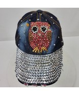 Vintage OWL Distressed Bling Hat Cap w/ Rhinestones Beads Sequins One Size - $19.43