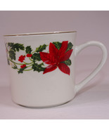 Gibson Everyday Christmas Holiday Poinsettia Coffee Mug Tea Cup Red Gree... - $2.99
