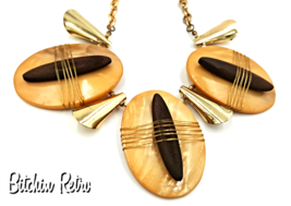 You and I Vintage Necklace with Primitive Tribal Theme and Wood Accents - £15.96 GBP