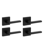 Halifax Square Matte Black Bed/Bath Door Handle with Lock (4-Pack) - $2,885.56 MXN