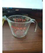 Vintage Pyrex 1 Cup/250mL Glass Measuring Cup Red Lettering &amp; Open Handle - €8,66 EUR