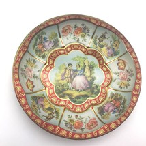 Vintage Daher 1971 Scalloped Tin Bowl, Lithograph Courting Couples Decorated - $25.16
