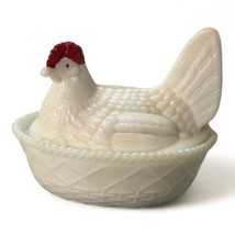 Westmoreland Milk Glass Rooster On Nest Hen Red Waddle Comb Covered Dish Repair - £13.41 GBP