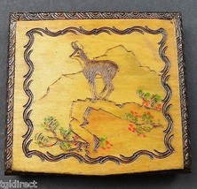 Vintage 1950 Hand Carved Wood Trinket Box  3.25" Wide Decorative Collectible - $24.18