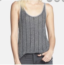 Leith Metallic Sparkle Gray Ribbed Tank Top Size Small New Years Eve Clu... - $24.42 CAD