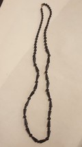 Vintage Necklace Black Glass Onyx Beads Gold-toned Metal Clasp - $25.11