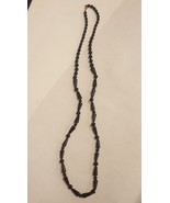 Vintage NECKLACE Black GLASS Onyx Beads Gold-toned Metal Clasp - £20.00 GBP