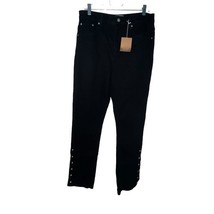 Reformation Jeans Black 90s Retro Straight Leg Ankle Snaps Women Size 31... - $52.73