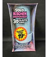 Vtg Solo Cup Dispenser 30 Cups Blue Plastic 9oz Kitchen Bathroom MCM NOS... - $40.08 CAD