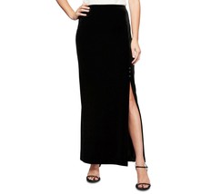 ALEX EVENINGS Side-Slit Velvet Maxi Skirt Black B4HP - £33.44 GBP