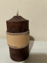 Burnt Mustard Flicker Flame Timer Pillar Candle - 6 inch image 3