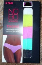 No Boundaries ~ 5-Pair Women&#39;s Thong Underwear Panties Cotton Rib Stretc... - $13.85