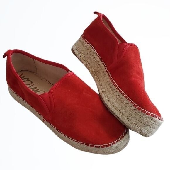 Primary image for Sam Edelman Carrin Style Red Leather With Fabric Sole Detailing Sneakers Size 8M