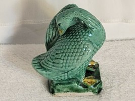 Antique Chinese Export Green Glaze Goose Figurine 2.5&quot; - £18.56 GBP