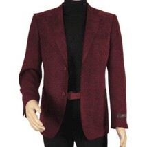 Men ZACCHI Velour Velveteen Hounds tooth Blazer Sport Coat DUANE 74526 Burgundy image 4
